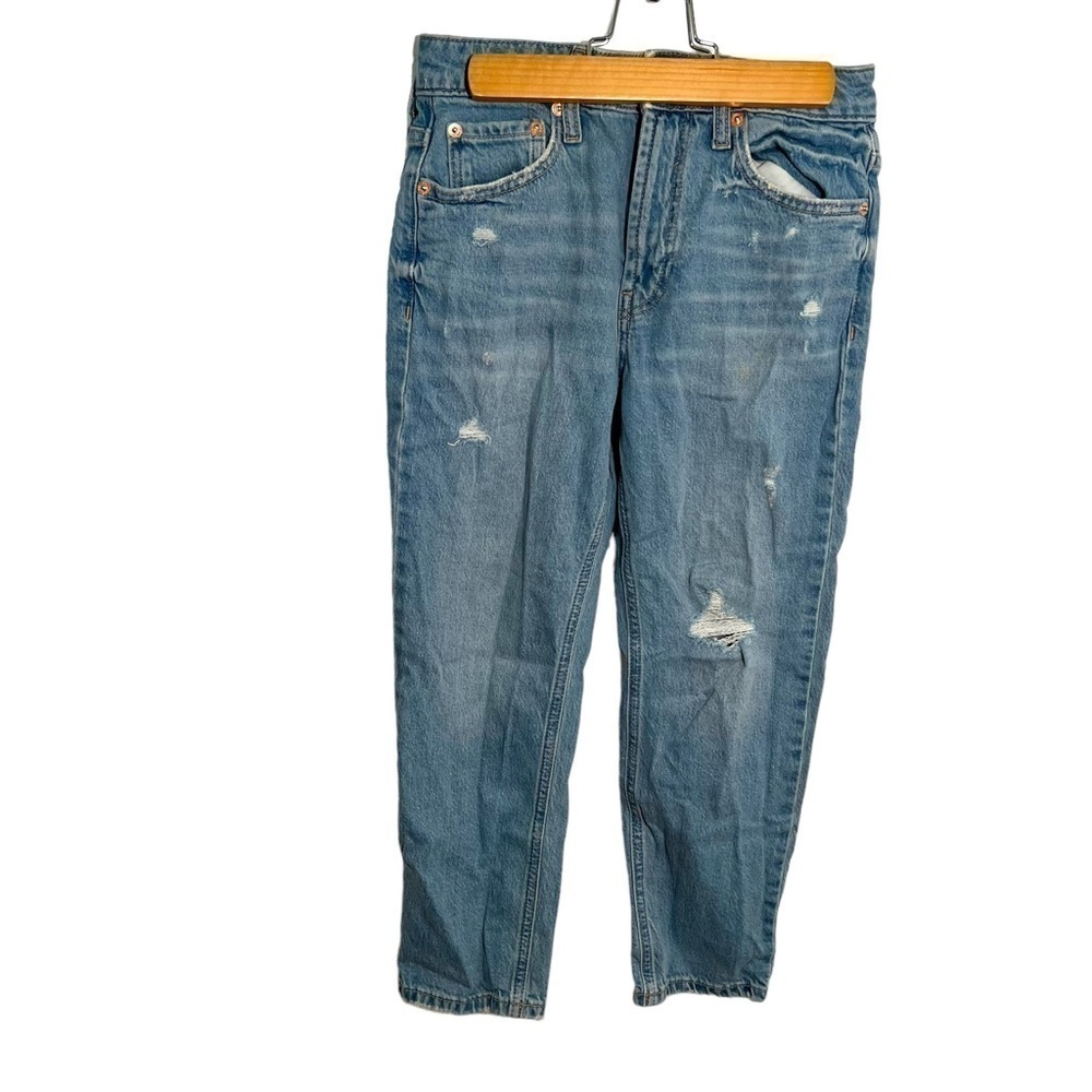 Gap Teen Girls Size 10 Girlfriend High Rise Jean Light Wash Distressed Stretch